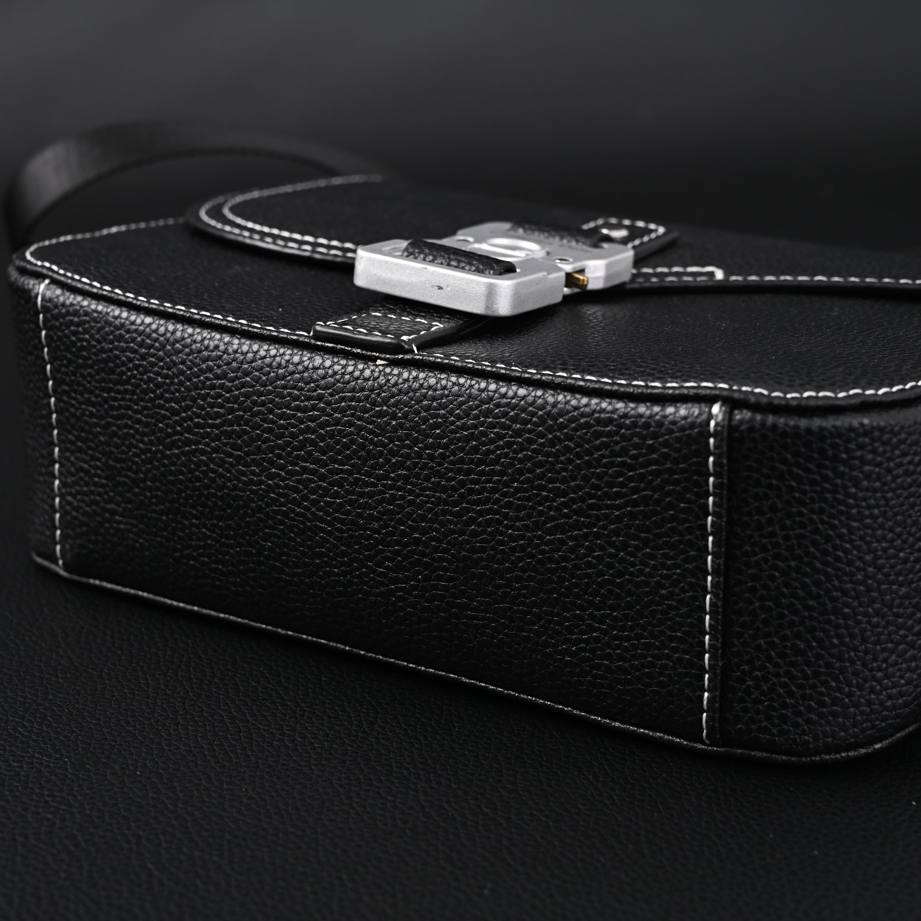 Dior Saddle Crossbody Bag – Black Grained Calfskin with Silver-Tone Hardware