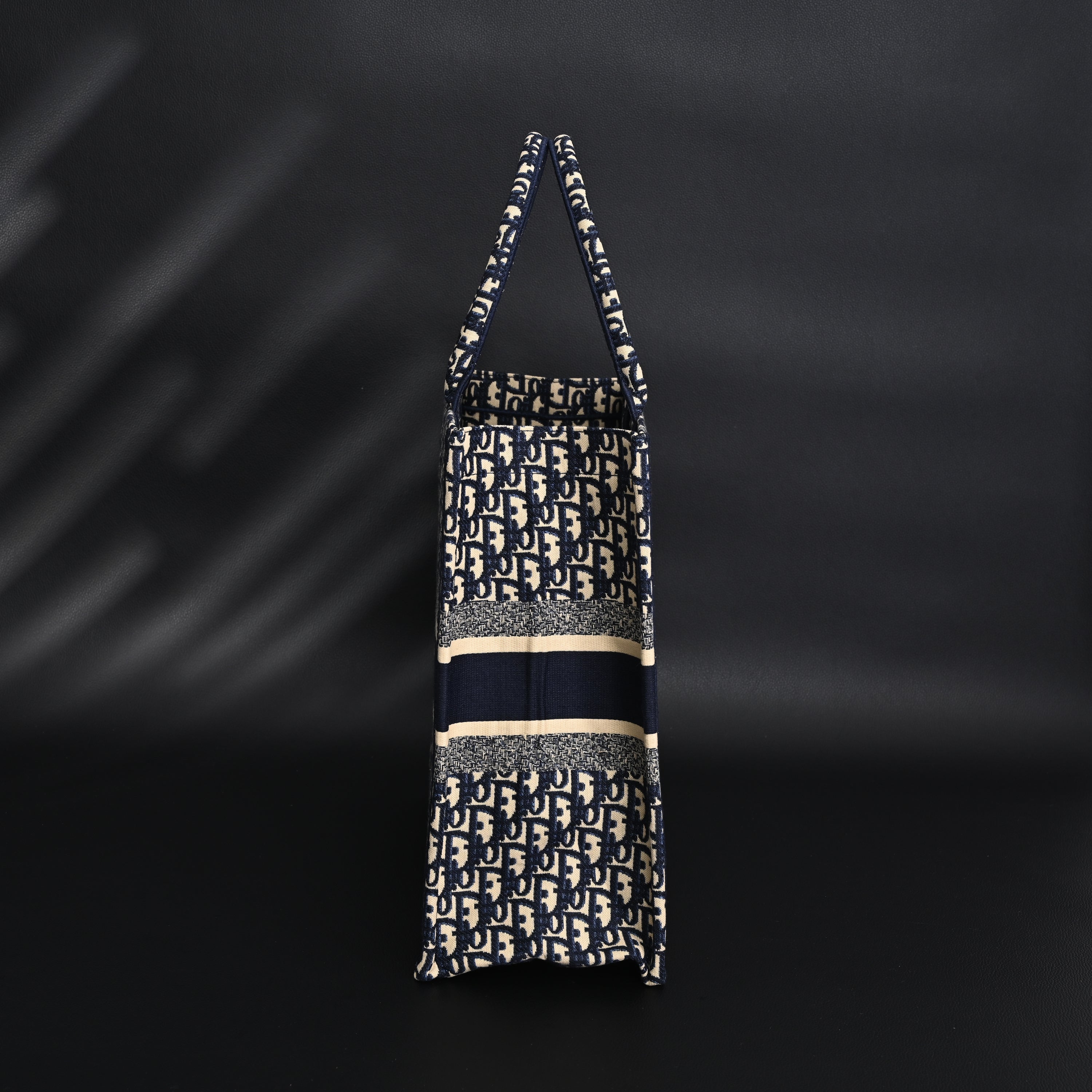 Christian Dior Large Book Tote – Blue Oblique Embroidery